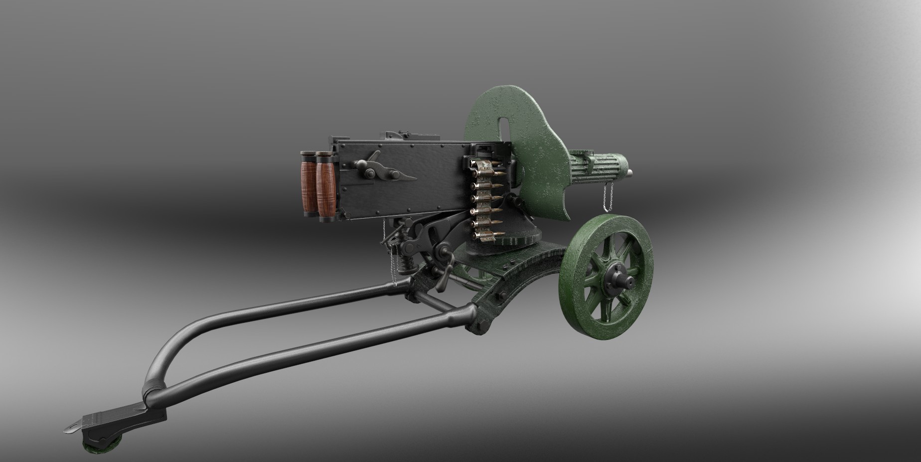 Maxim machine gun - My, Domestic weapons, Maxim machine gun, 3D modeling, Autodesk Maya, Substance painter