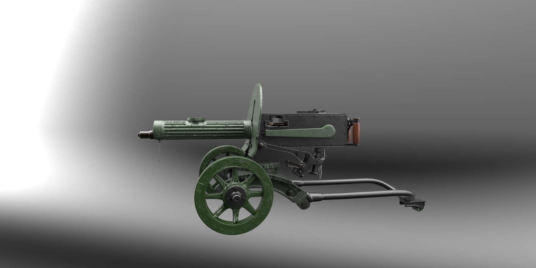 Maxim machine gun - My, Domestic weapons, Maxim machine gun, 3D modeling, Autodesk Maya, Substance painter