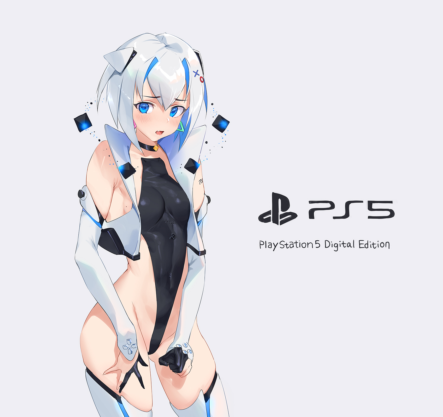 Playstation 5 - NSFW, Аниме, Anime Art, Playstation 5, Хуманизация, Длиннопост, Mhk mechamania