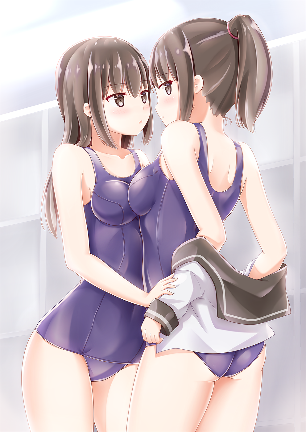 Sakura petals part 2 - NSFW, Anime, Anime art, Original character, Yuri, Bunnysuit, Underwear, Pantsu, Longpost