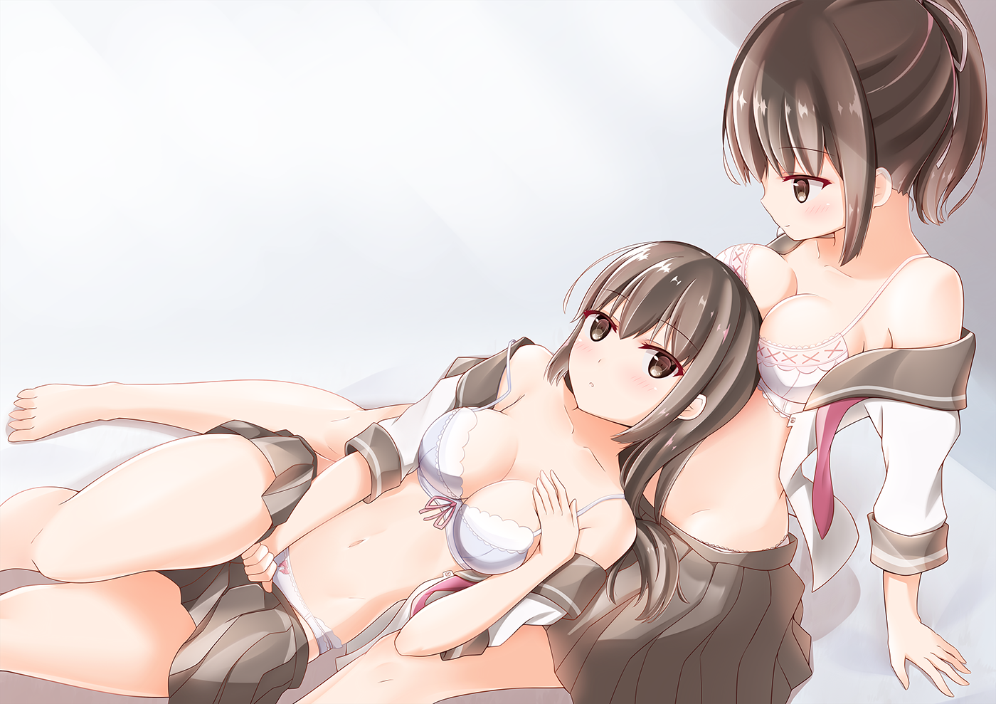 Sakura petals part 2 - NSFW, Anime, Anime art, Original character, Yuri, Bunnysuit, Underwear, Pantsu, Longpost