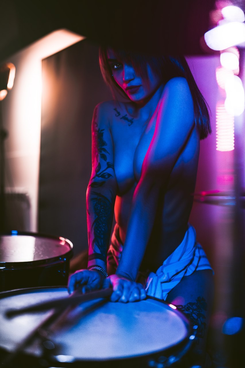 Shall we start? - NSFW, My, Drums, Beautiful girl, Tattoo, Longpost