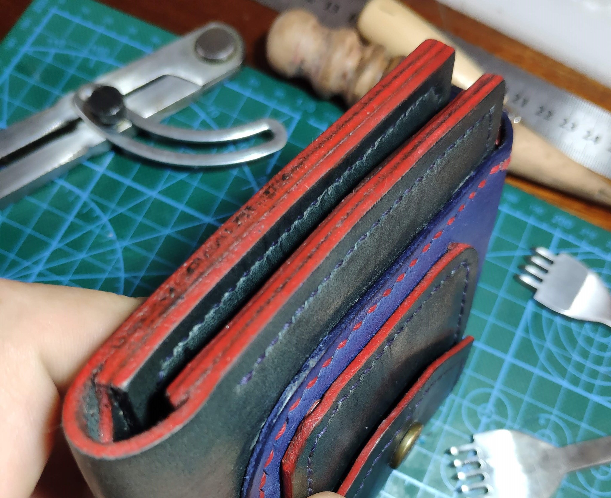 Wallet number 2. DIY - My, Natural leather, With your own hands, Handmade, Leather products, Longpost, Needlework with process