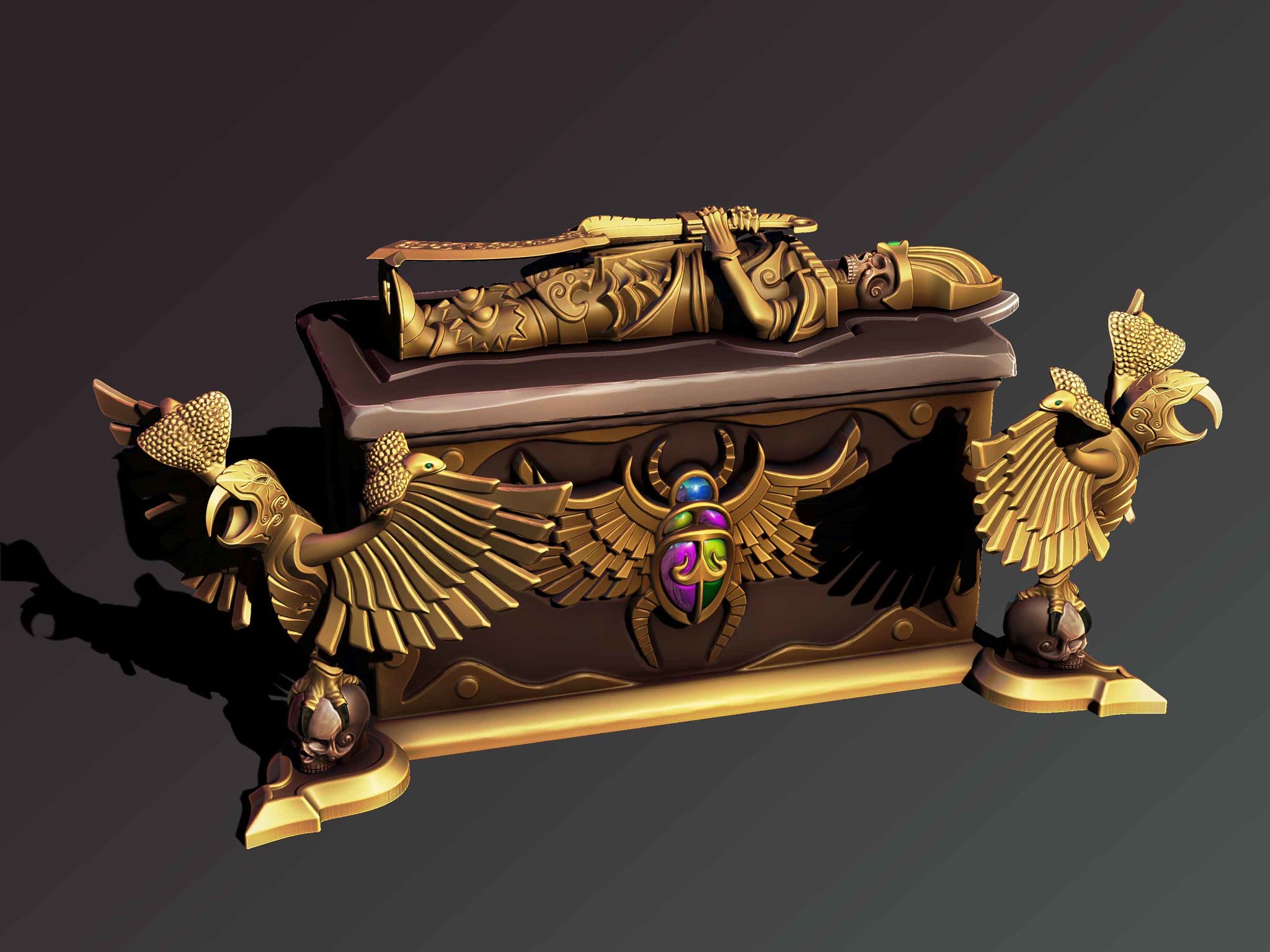 Designed and printed a desert chest - My, 3D печать, 3D, 3D modeling, Box, Pharaoh, Sarcophagus, 3D printer, Longpost