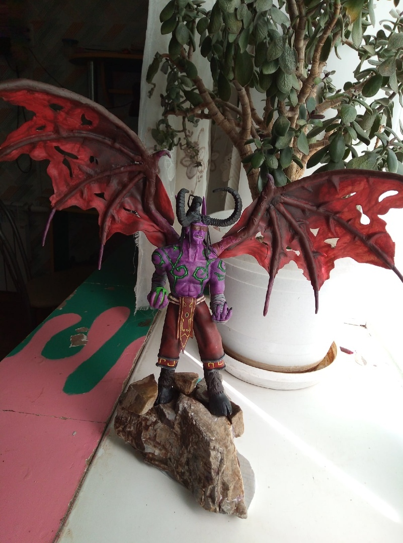 There is no need to be afraid of new things, improve yourself! First experience in sculpting from polymer clay, Illidan. Lots of Bookaf) - My, Illidan, Sculpture, Polymer clay, Self-development, Handmade, World of warcraft, Longpost, Needlework with process