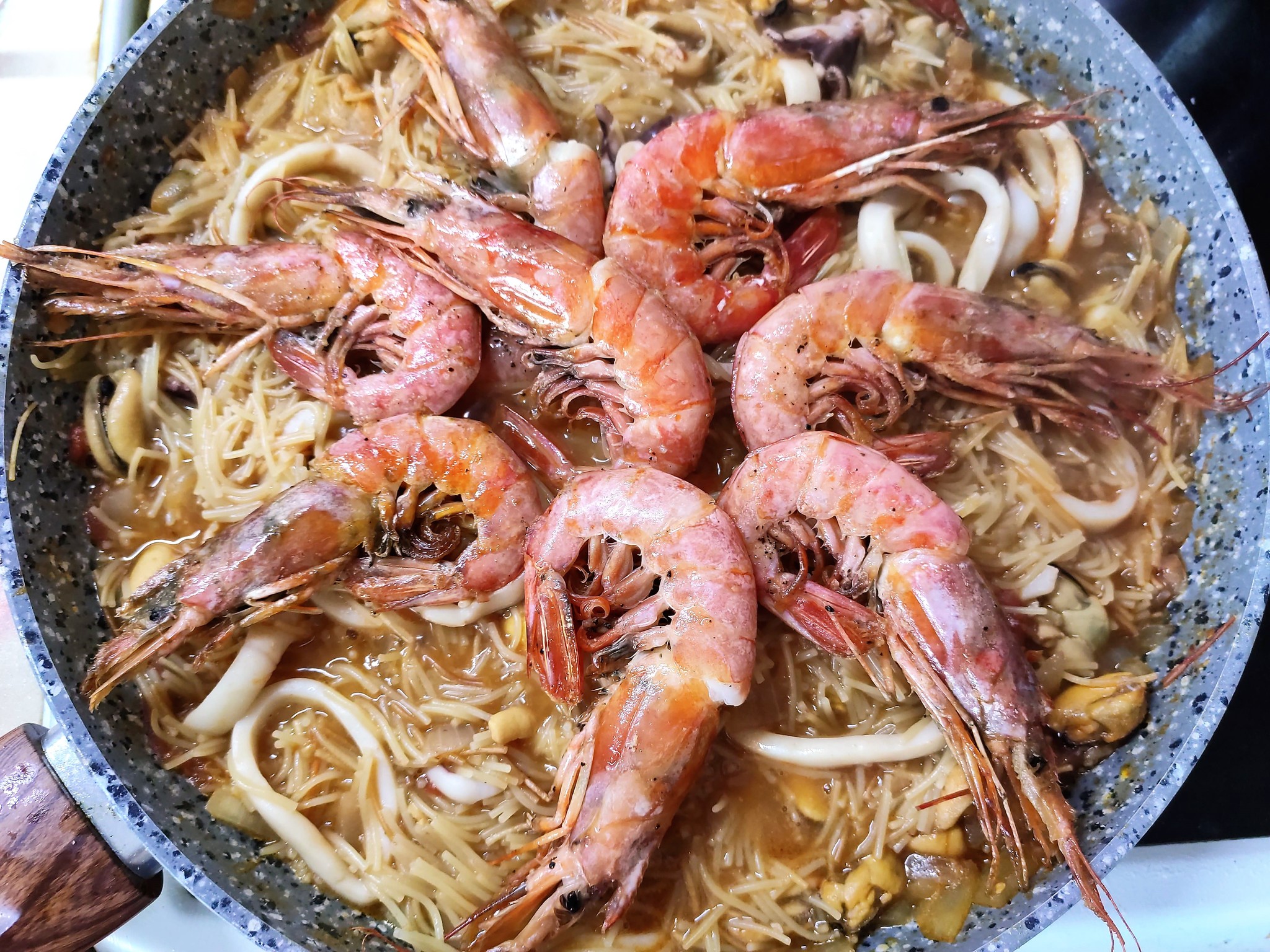 Fideua pasta - My, Food, Serving dishes, Kitchen, Paste, Spanish cuisine, Longpost, Recipe, Cooking, Seafood