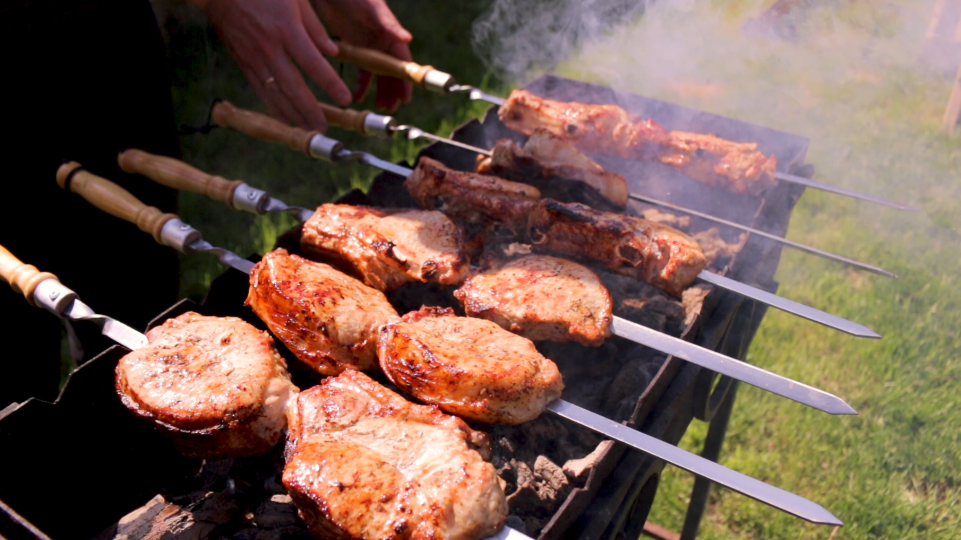 Pork loin shashlik on the bone in Armenian style! - My, Shashlik, Marinade, Longpost, Video recipe, Video, Recipe