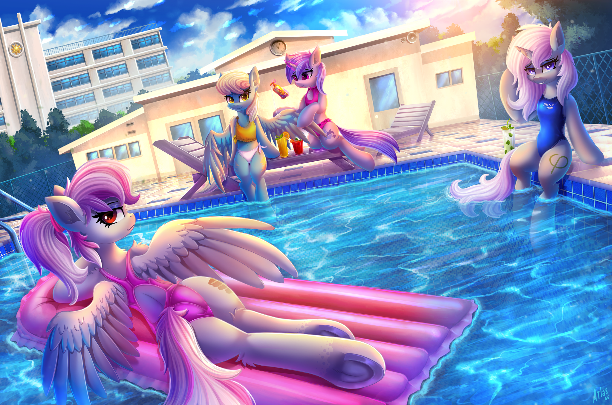 Поньки отдыхают - My Little Pony, PonyArt, Sea Swirl, Original Character, Atlas-66, MLP Edge