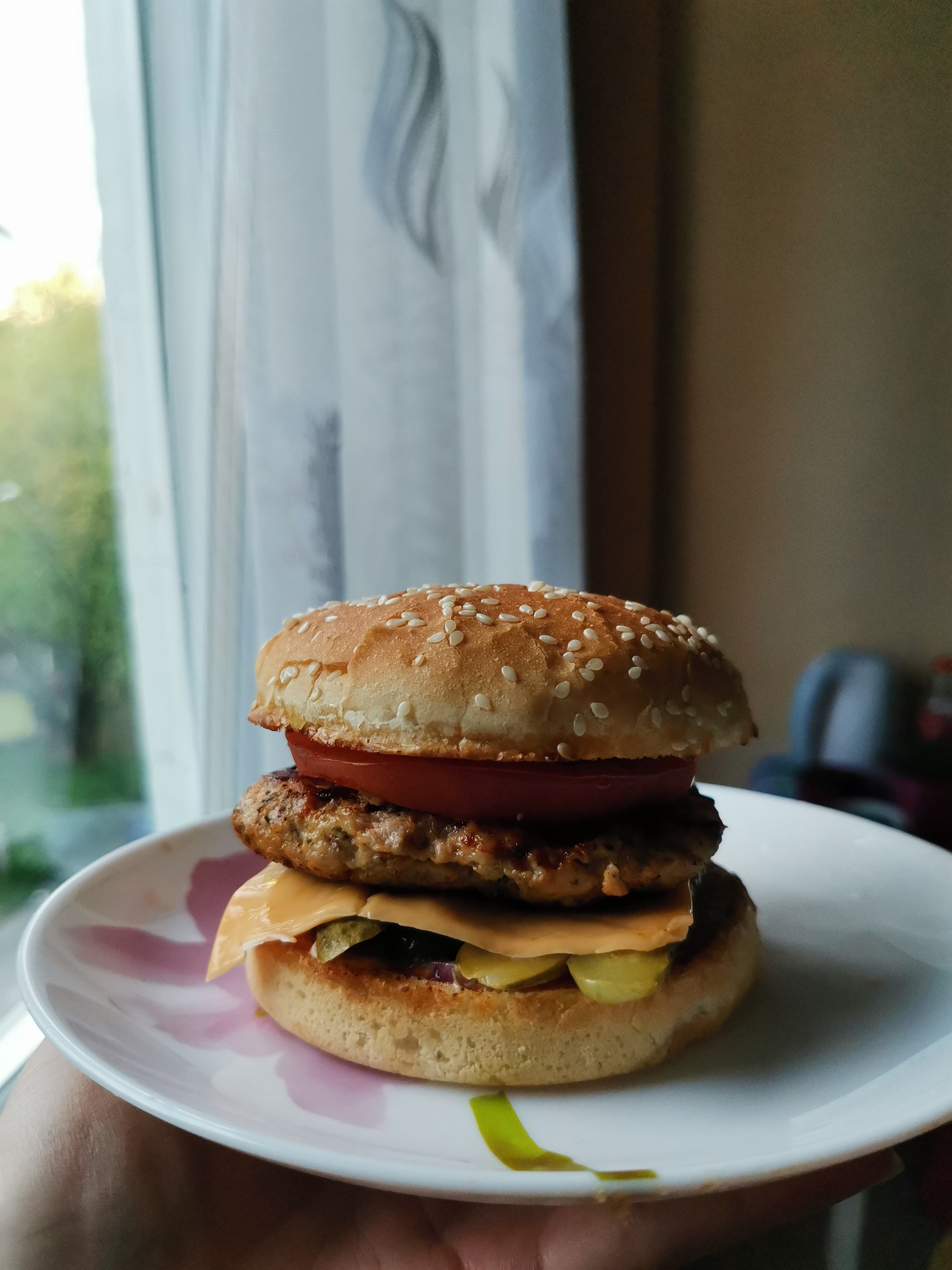 Cheeseburger :) - My, Cheeseburger, Preparation, Yummy, Juiciness, Meat, Grill, Hot, Longpost