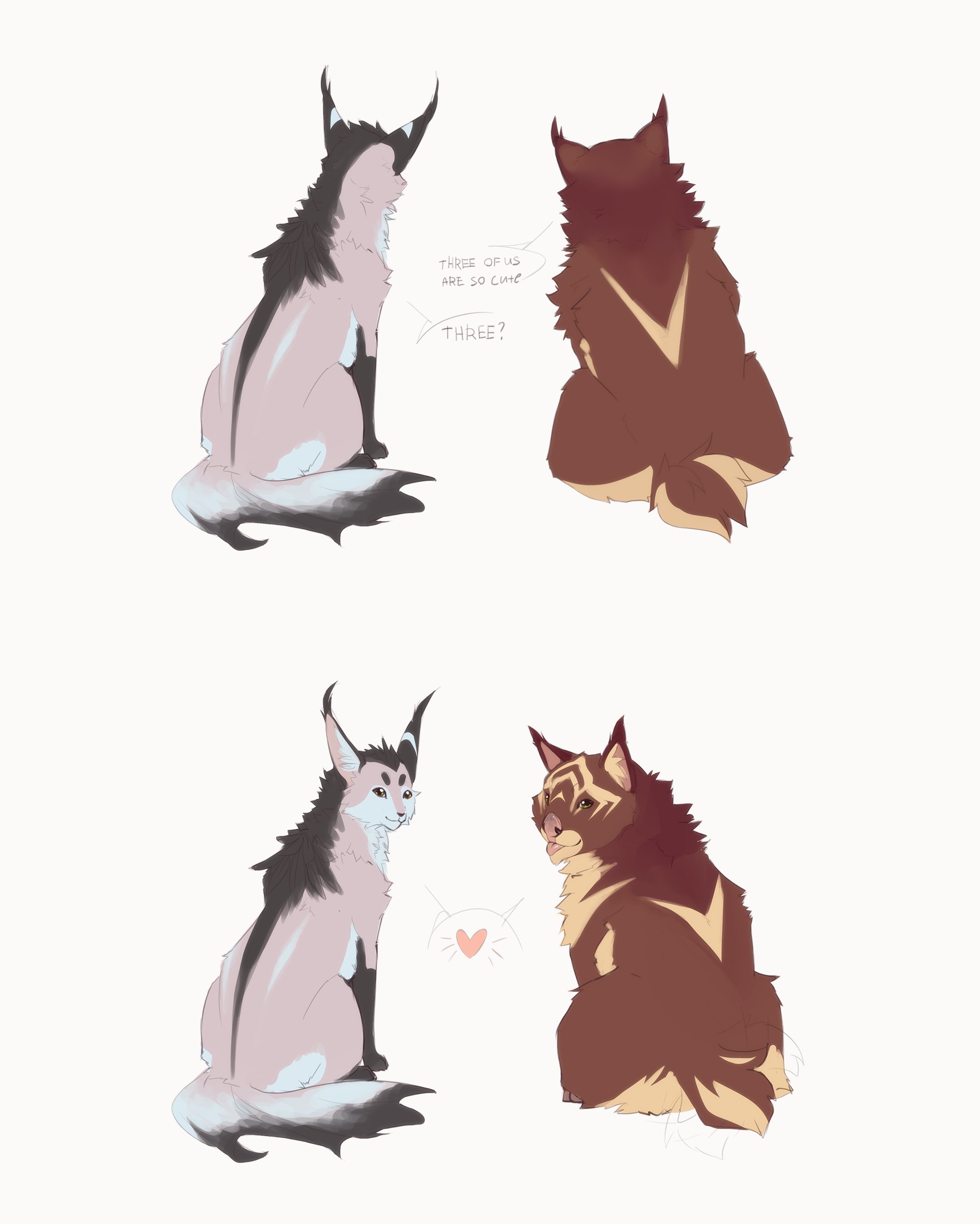 The three of us are so cute - Lynjox, Warframe, Kavat, Kubrow, Games, Art