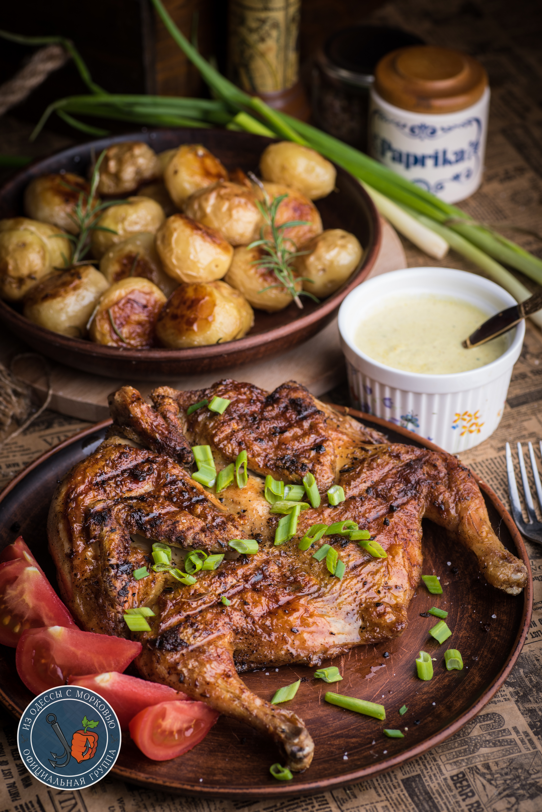 Fried chicken with curry sauce and baked potatoes - My, From Odessa with carrots, Cooking, Food, Recipe, Longpost, The photo, Chickens