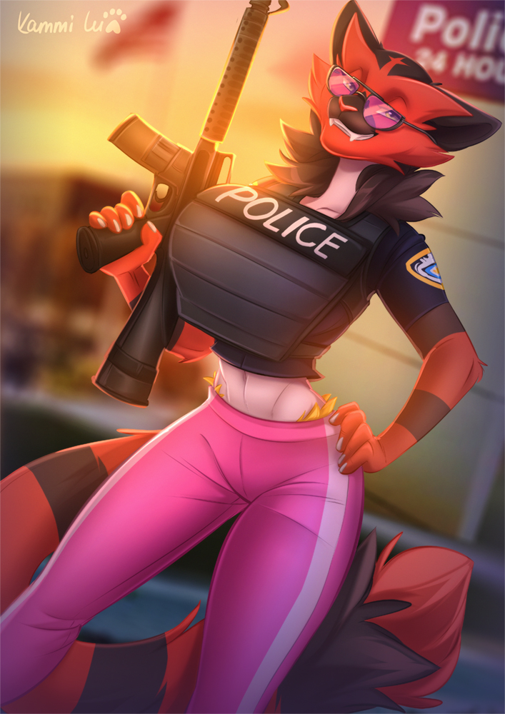 Policewoman - Furry, Art, Furry edge, Kammi-Lu, Weapon, Police