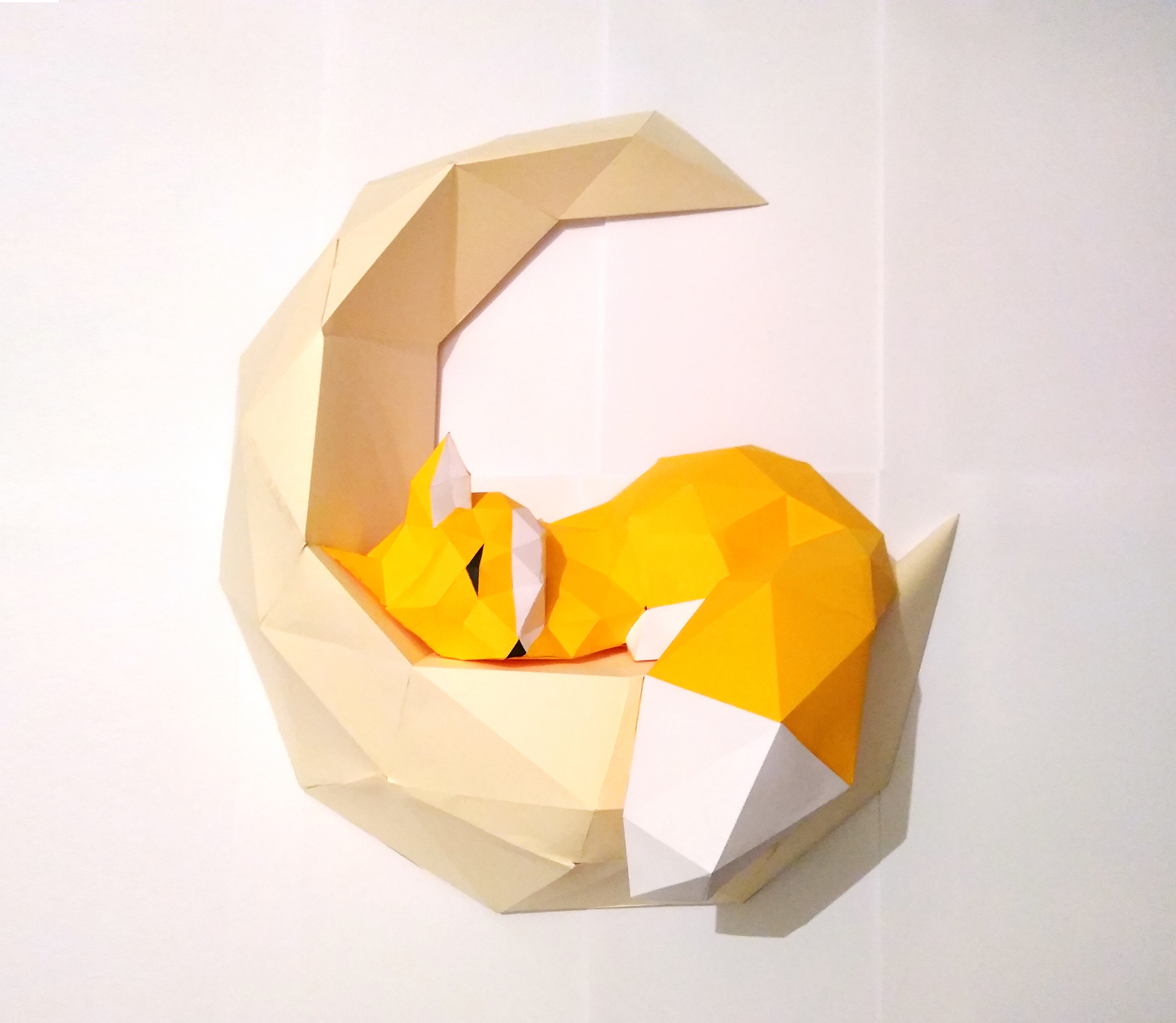 Лиса на луне - Моё, Papercraft, Бумага, Изделия из бумаги, Лиса, Low poly