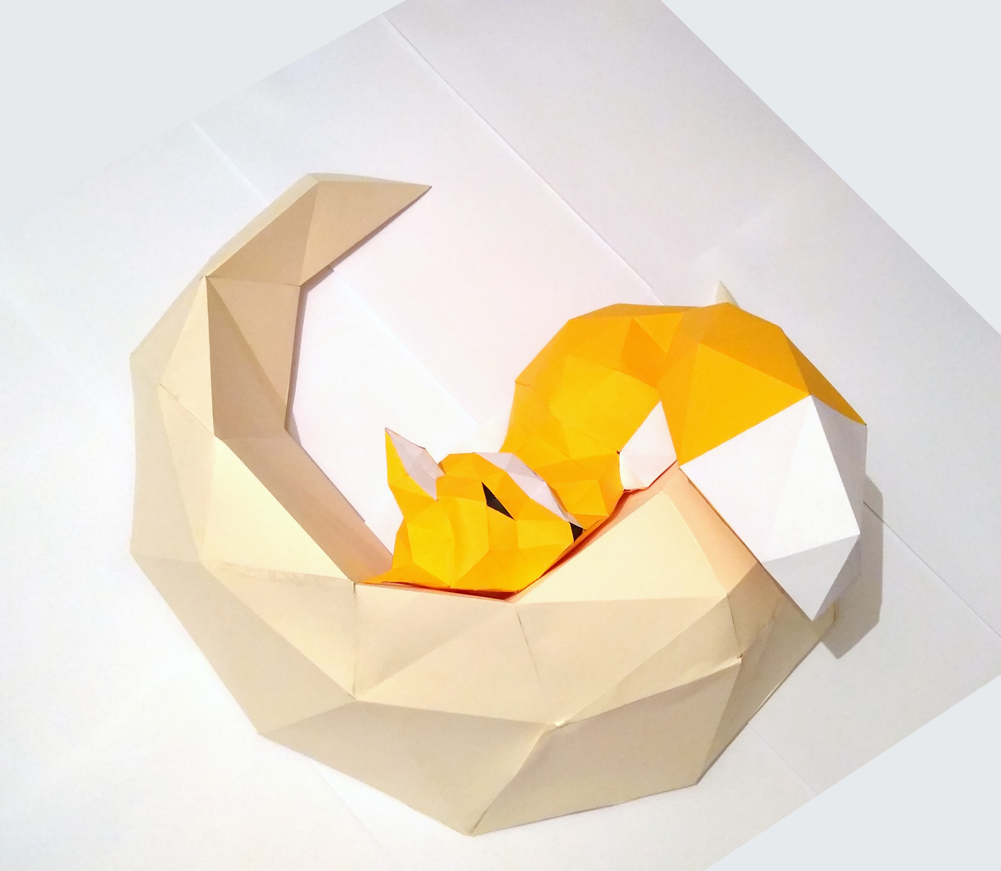 Fox on the moon - My, Papercraft, Paper, Paper products, Fox, Low poly