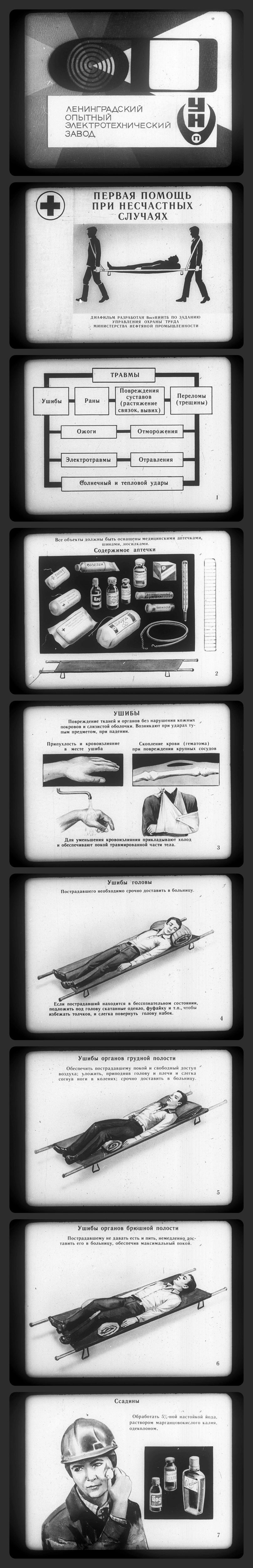 First aid in case of accidents - the USSR, Longpost, Past, Picture with text, Filmstrips, Accident