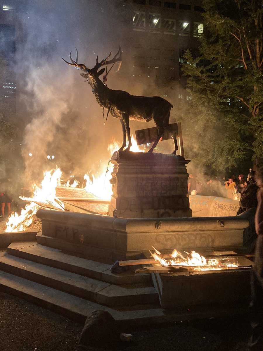 Well, you have to be able to get to the elk! - USA, Protest, news, Longpost, Video, Black lives matter, Mat, Demolition of the monument, Elk