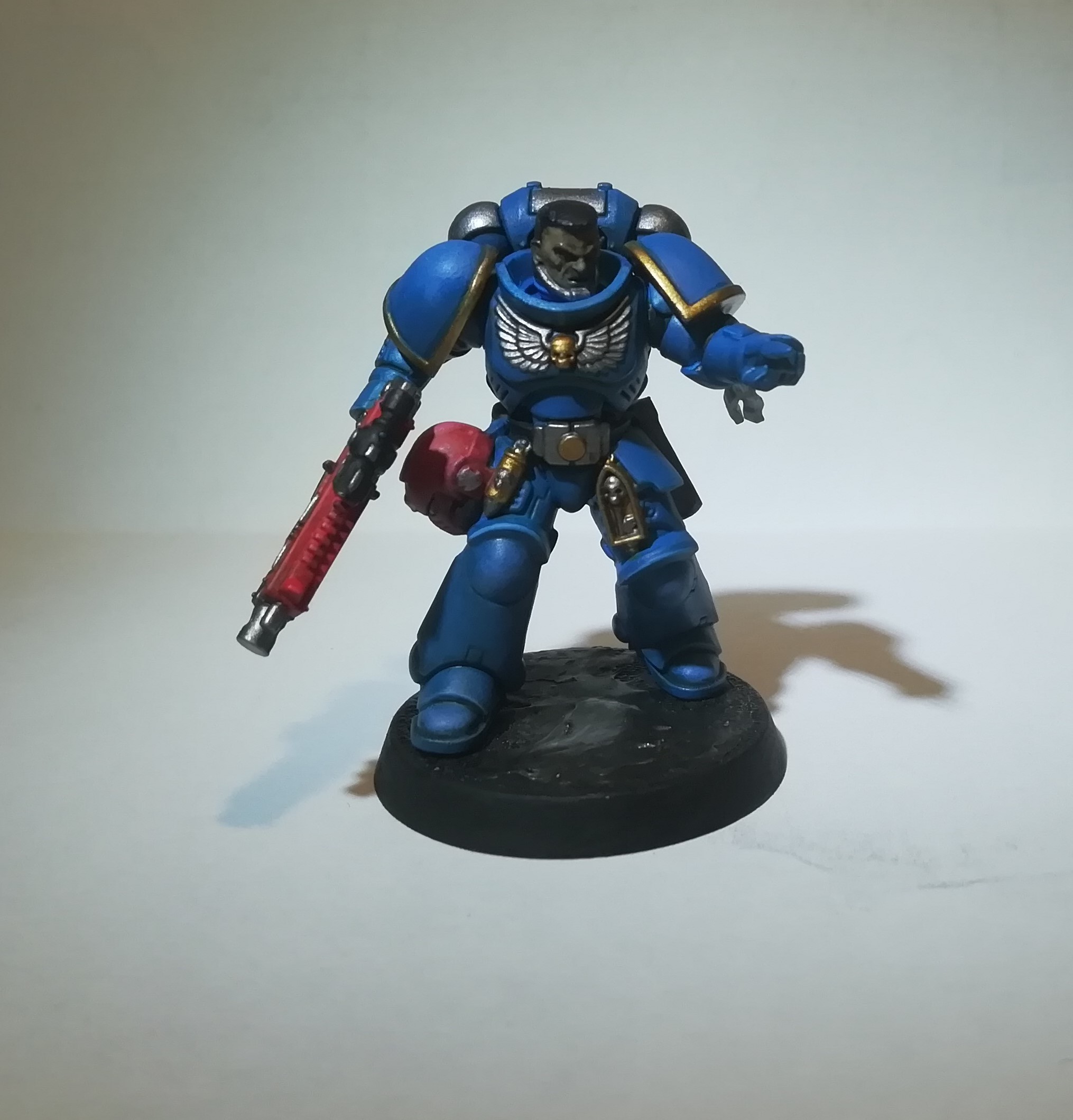 Attempt to paint Space Marine 5 - My, Warhammer 40k, Space Marine, Painting miniatures, Longpost