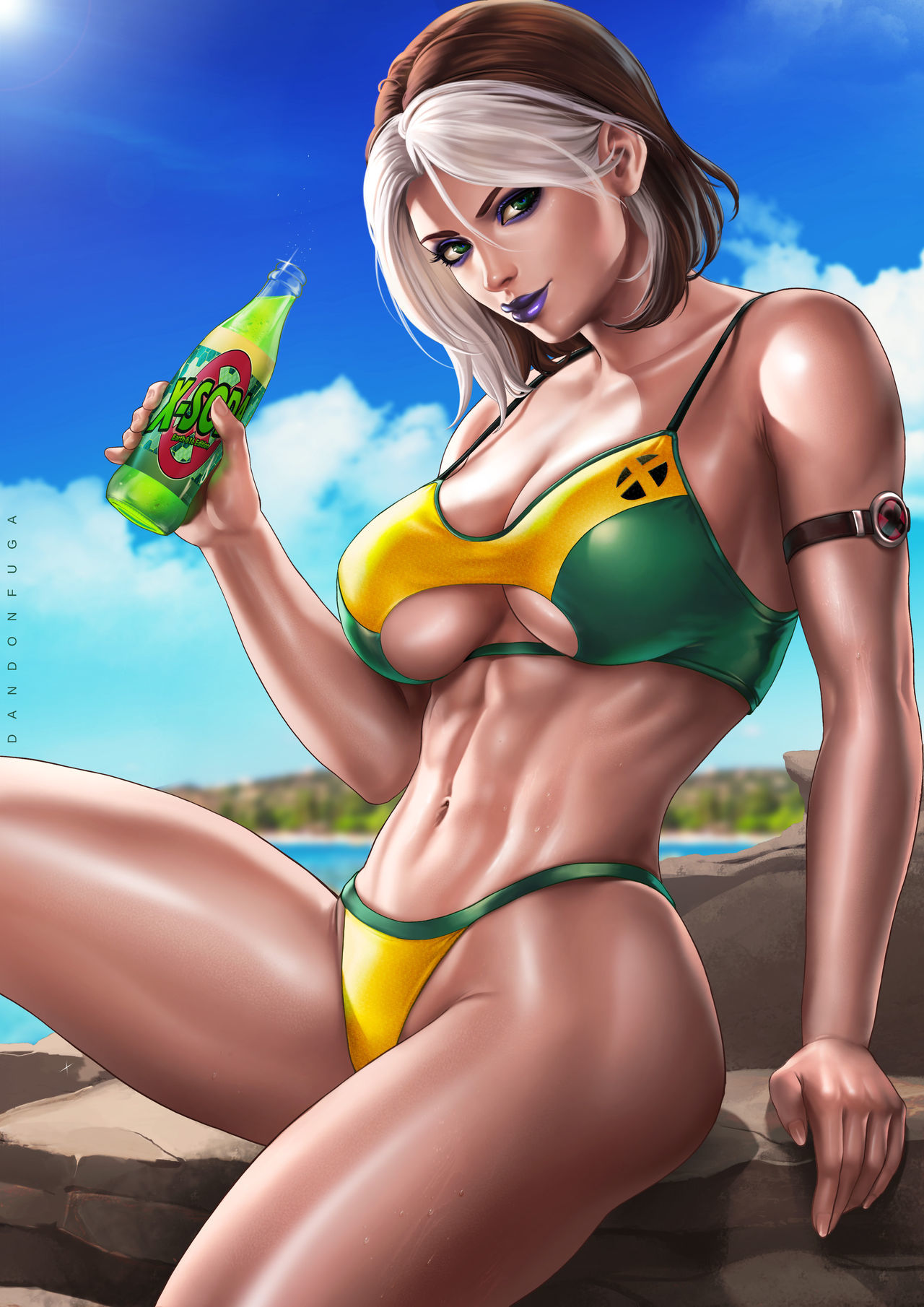 Rogue (X-Men) - NSFW, Art, Marvel, X-Men, Erotic, Boobs, Bikini, Dandonfuga, Longpost, Rogue (X-Men)