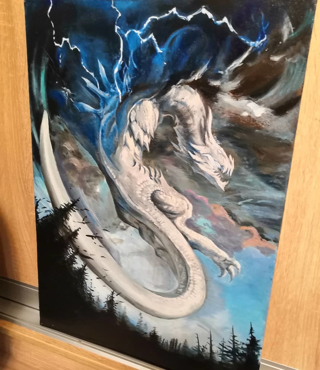 Oil painting dragon in the clouds - My, Copy, Artist, Painting, The Dragon, Oil painting, Art, Fantasy, Video, Longpost