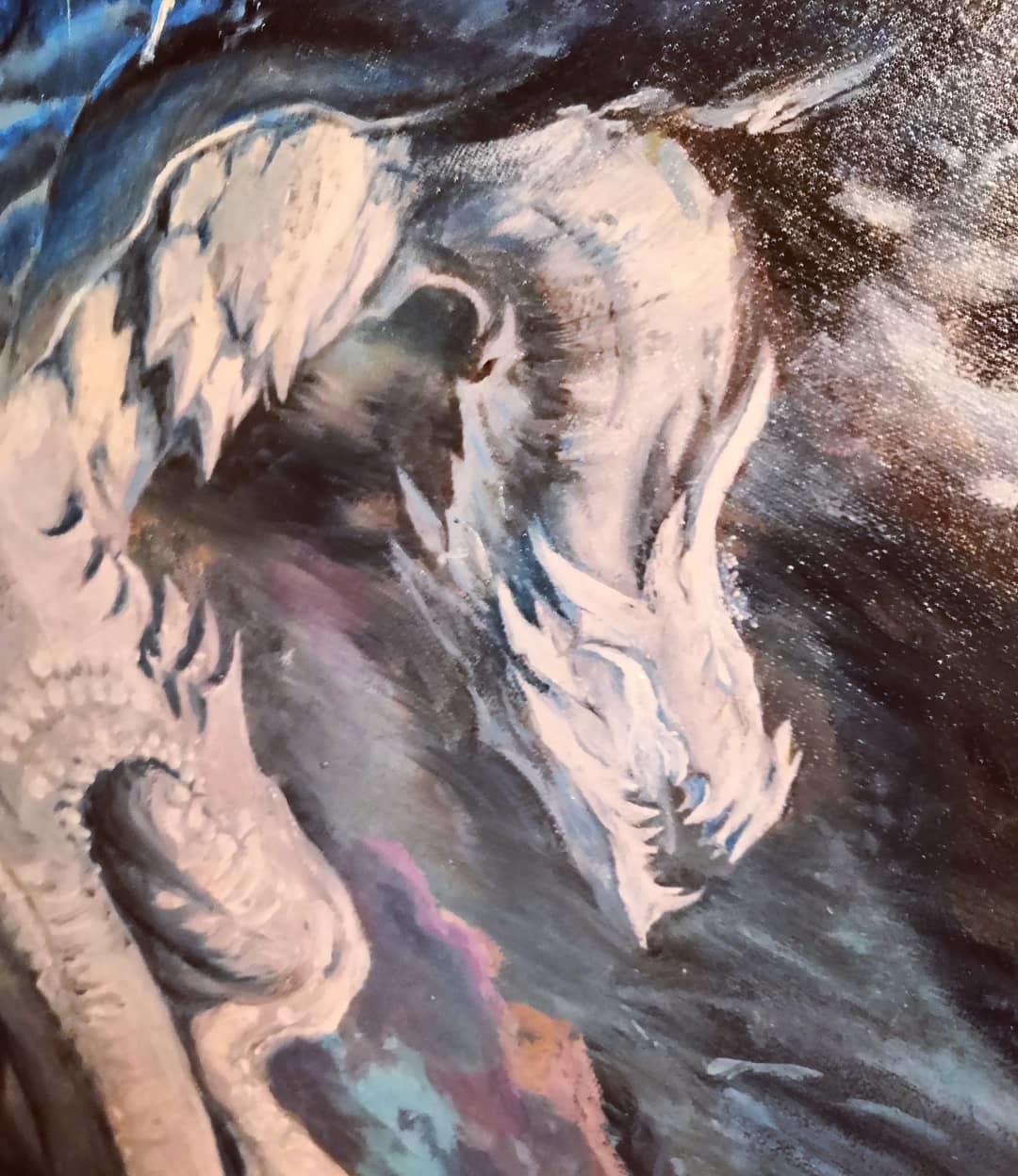 Oil painting dragon in the clouds - My, Copy, Artist, Painting, The Dragon, Oil painting, Art, Fantasy, Video, Longpost