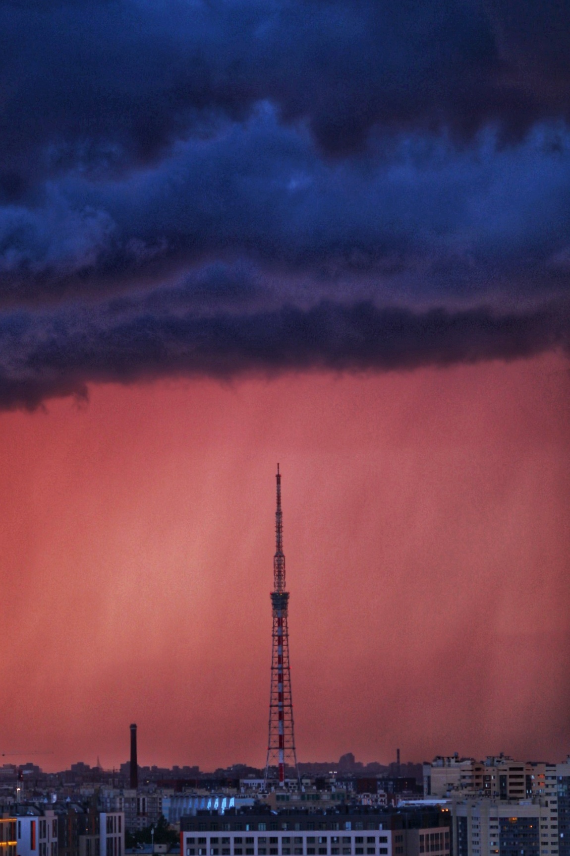 Rain at sunset - My, Sunset, TV tower, Canon 6d, 135l