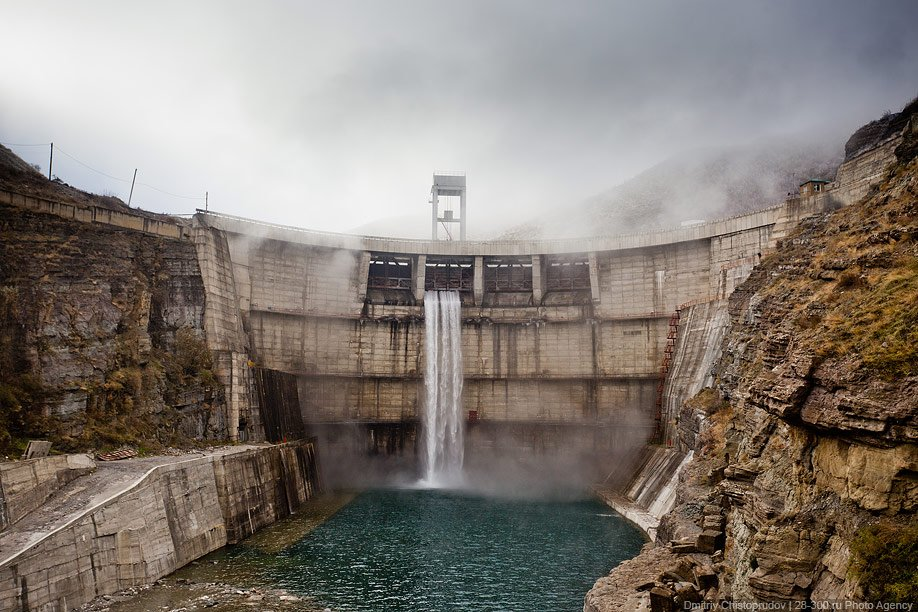 Miatlinskaya hydroelectric power station on the Sulak River - Dagestan, Hydroelectric power station, Dam, The photo, Longpost