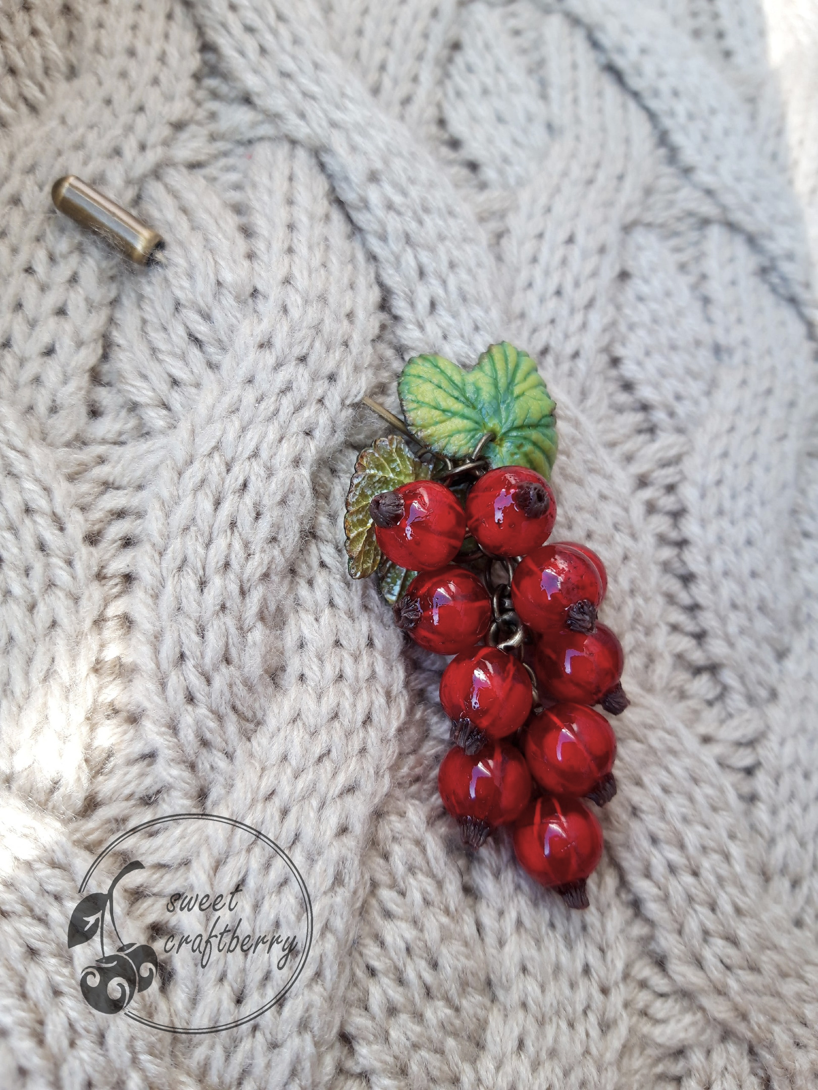 Red currants made from baked polymer clay - My, Polymer clay, Berries, Needlework without process, Red Ribes, Longpost