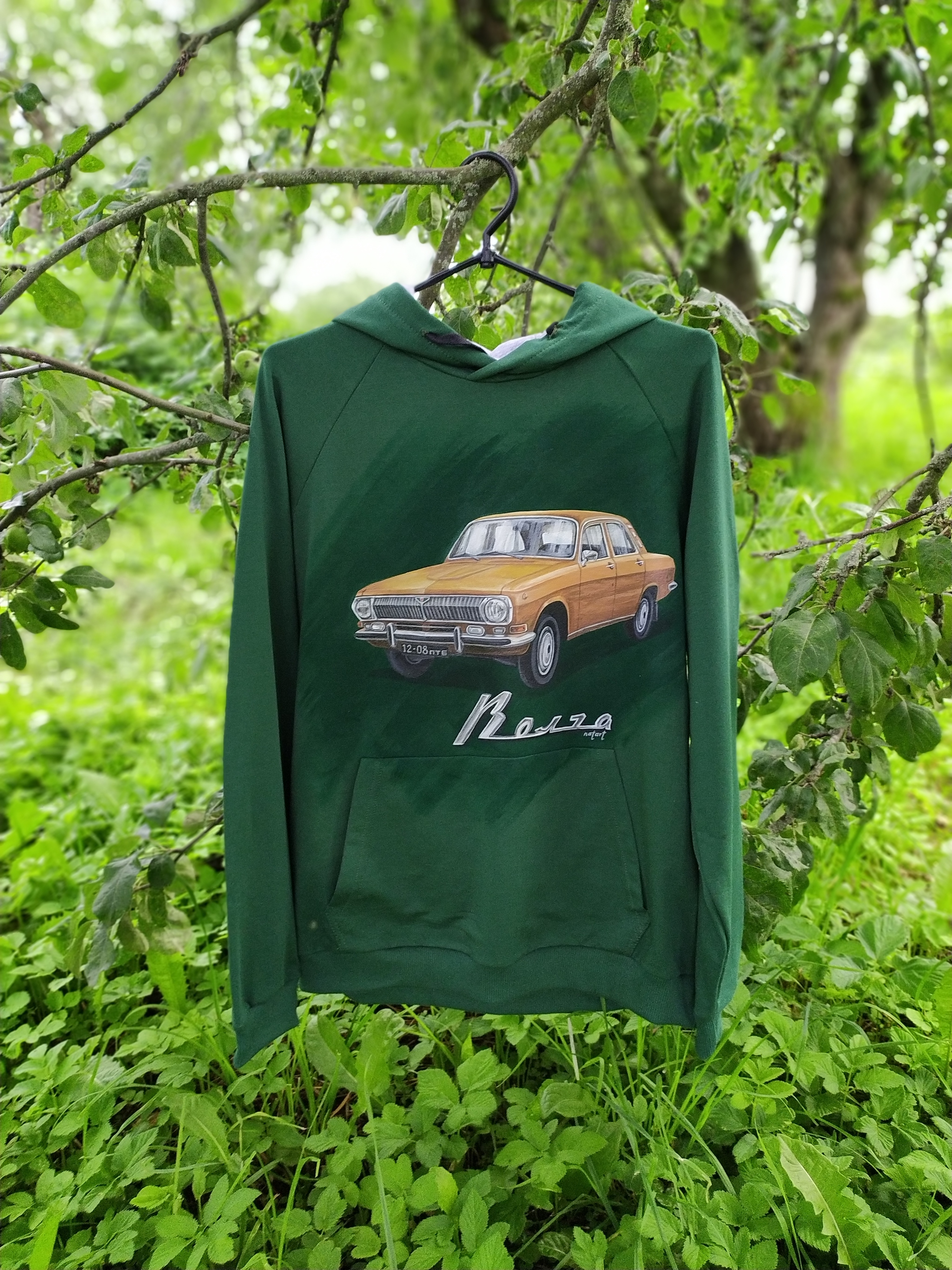 Sweatshirt from Volga-24. Hand painted on fabric - My, Volga, Gas, Auto, Car, Handmade, With your own hands, Longpost, Needlework without process