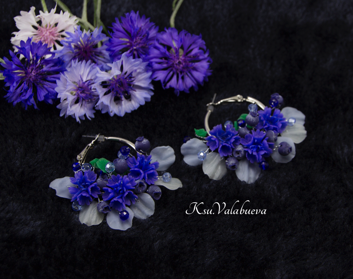 Congo flower earrings - My, Polymer clay, Earrings, Needlework, Needlework without process, Flowers, Longpost