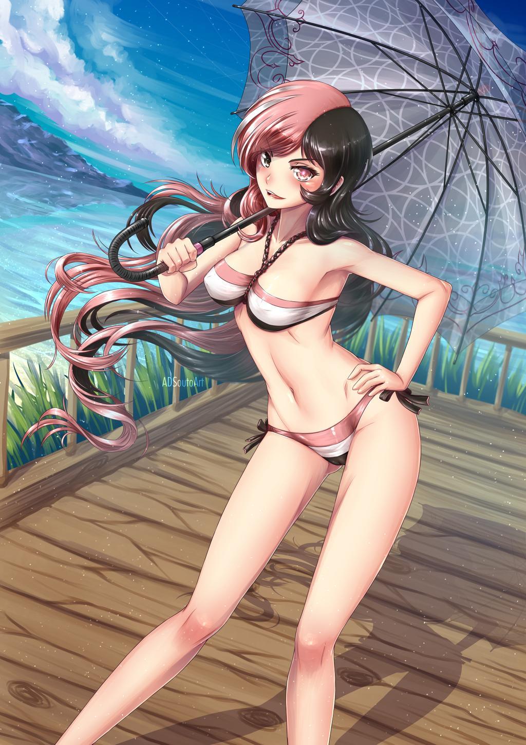 RWBY - Summer Time - NSFW, RWBY, Anime art, Anime, Art, Longpost, Swimsuit, Adsouto, Blake belladonna, Neopolitan, Ruby rose, Emerald Sustrai, Nora valkyrie, Yang xiao long, Weiss schnee