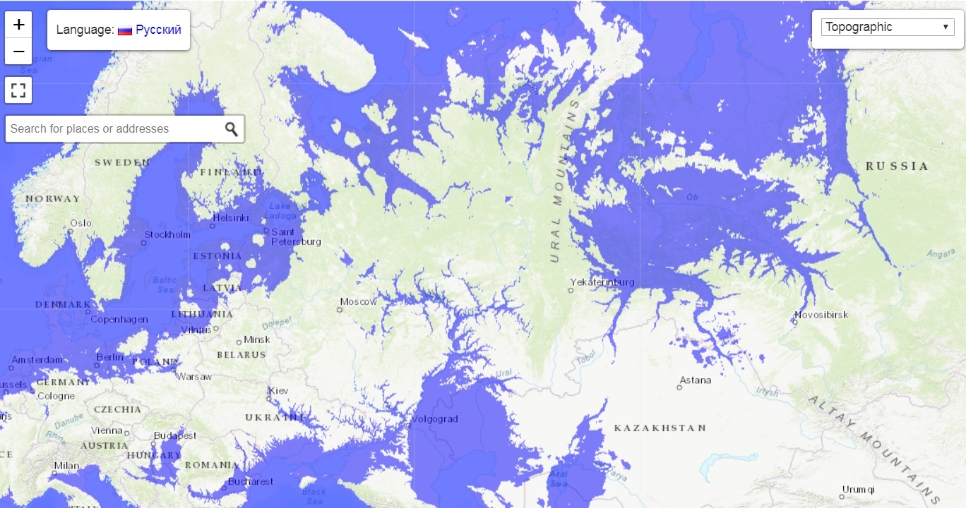 Карта водяных затоплений. Интерактивный сайт