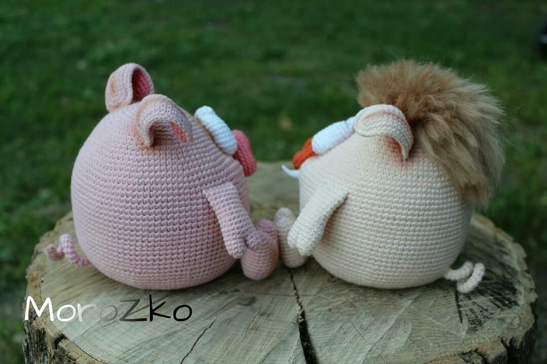 Knitted pigs - My, Amigurumi, Knitted toys, Crochet, Longpost, Needlework without process