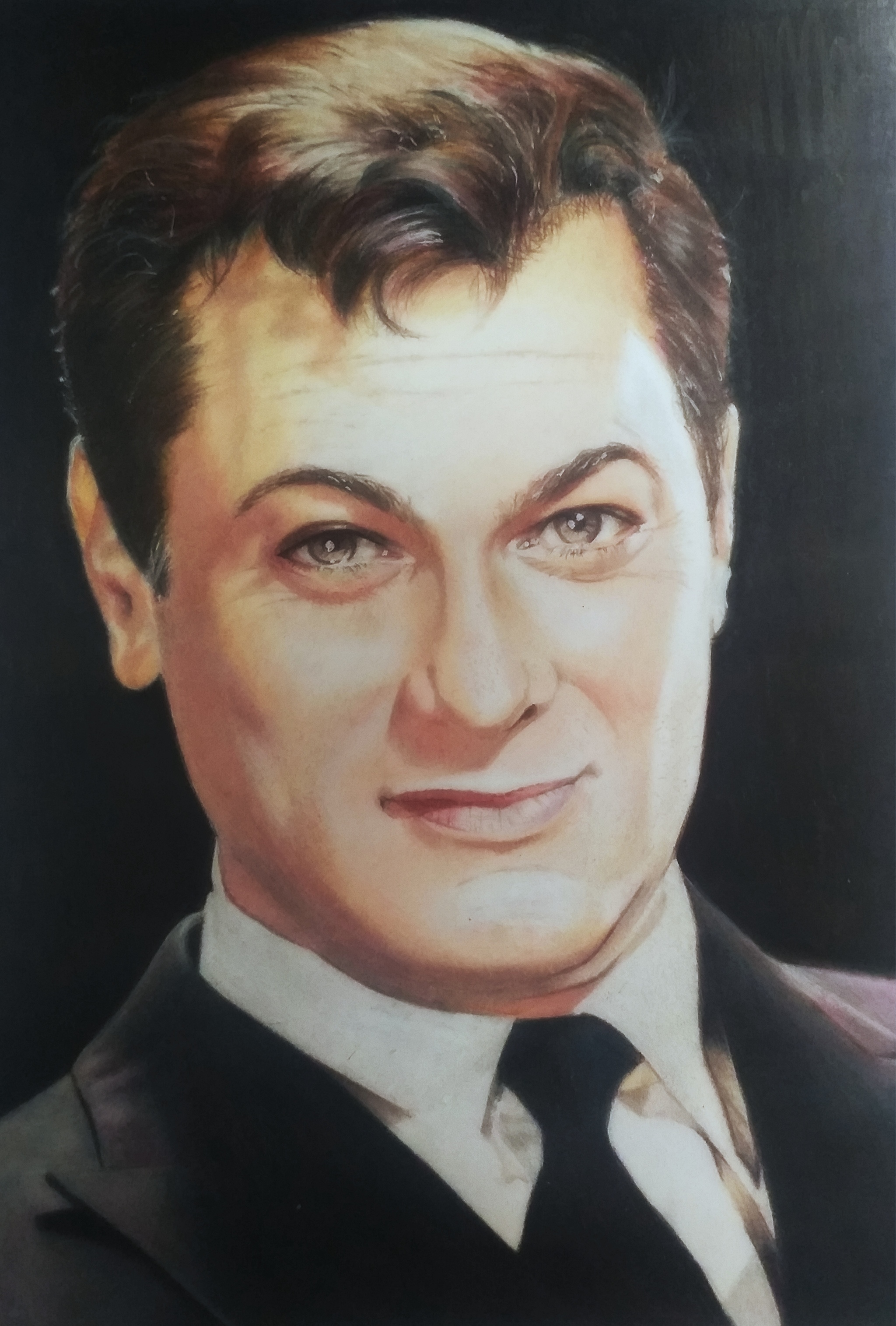 Tony Curtis drawing with colored pencils - My, Pencil drawing, Portrait, Hollywood, Tony Curtis, Actors and actresses, Colour pencils, Longpost