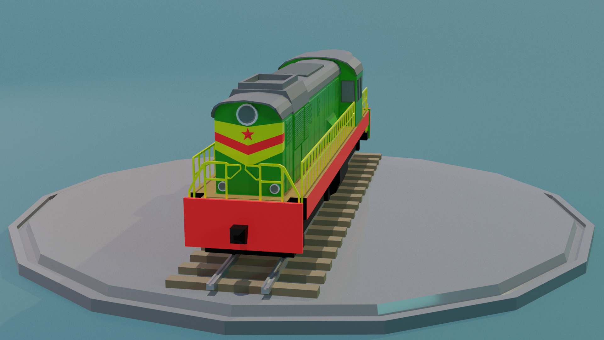 Low-pole ChME-3 - My, Low poly, 3D, A train, Locomotive, Locomotive