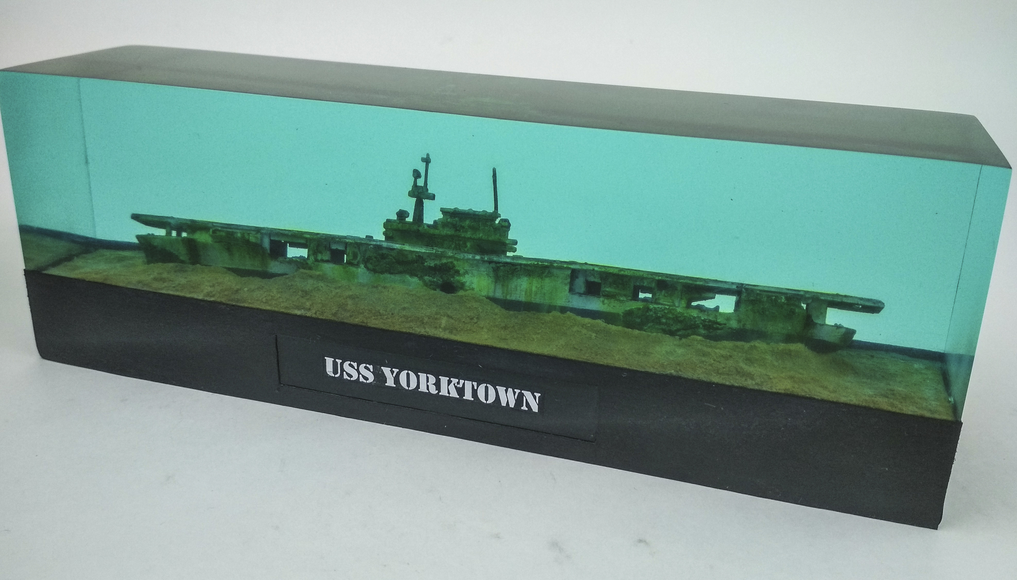 Diorama of the aircraft carrier Yorktown. At a depth of 5070 meters - My, Prefabricated model, Ship modeling, Diorama, Stand modeling, Video, Longpost