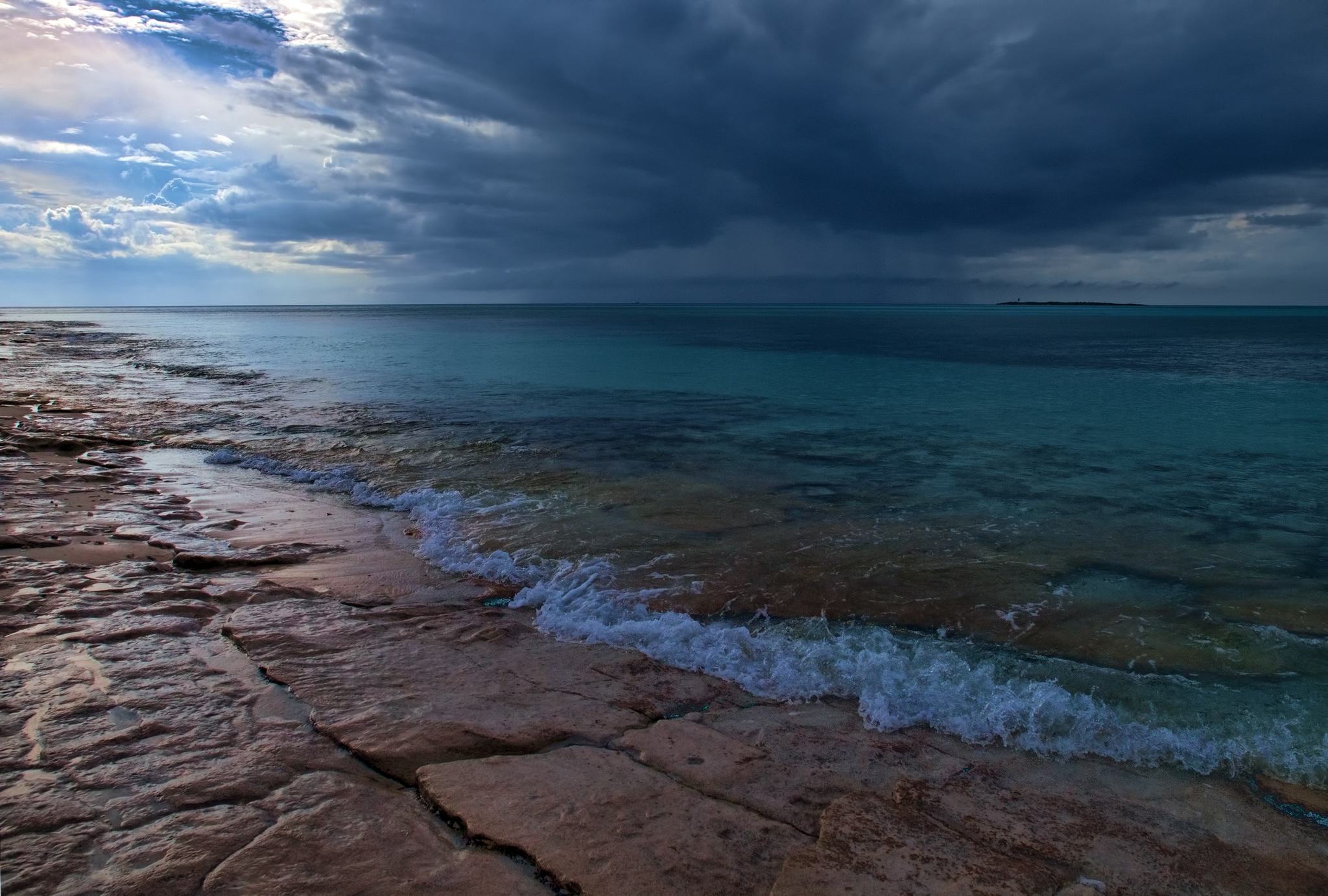 Cold Shores - Sea, The clouds, Mainly cloudy, Shore, The mountains, The rocks, Sky, The photo