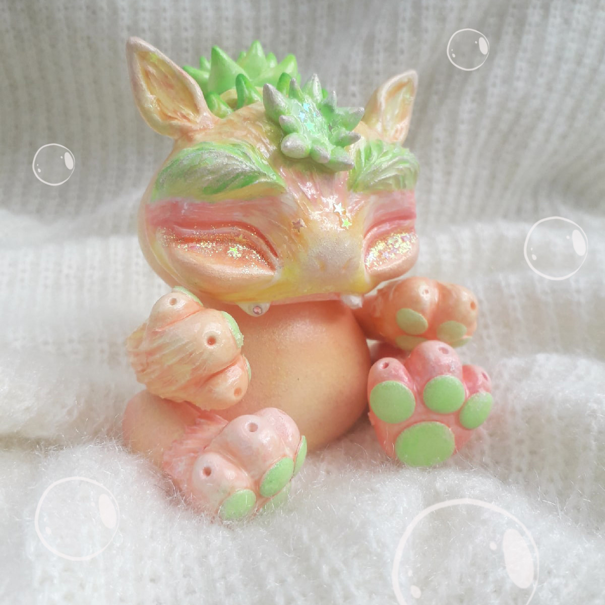 Fluffy toy (Copyright) - My, Author's toy, Polymer clay, Figurines, Handmade, Monster, Longpost, Needlework without process