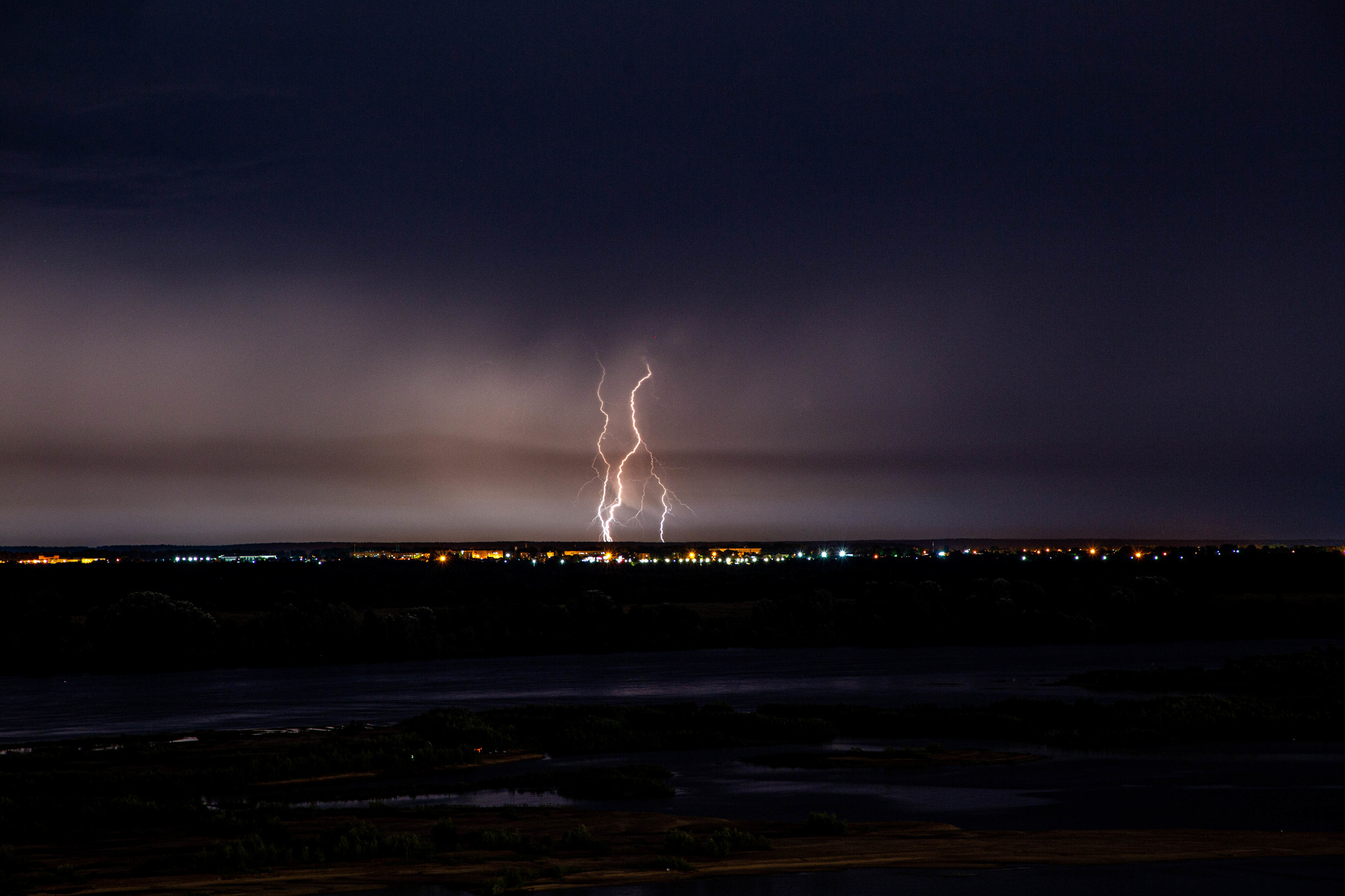 There hasn't been a thunderstorm in the feed for a long time. There you are - My, Lightning, Thunderstorm, The photo, Nizhny Novgorod, Rain, Shower, Bridge, Volga river, Longpost