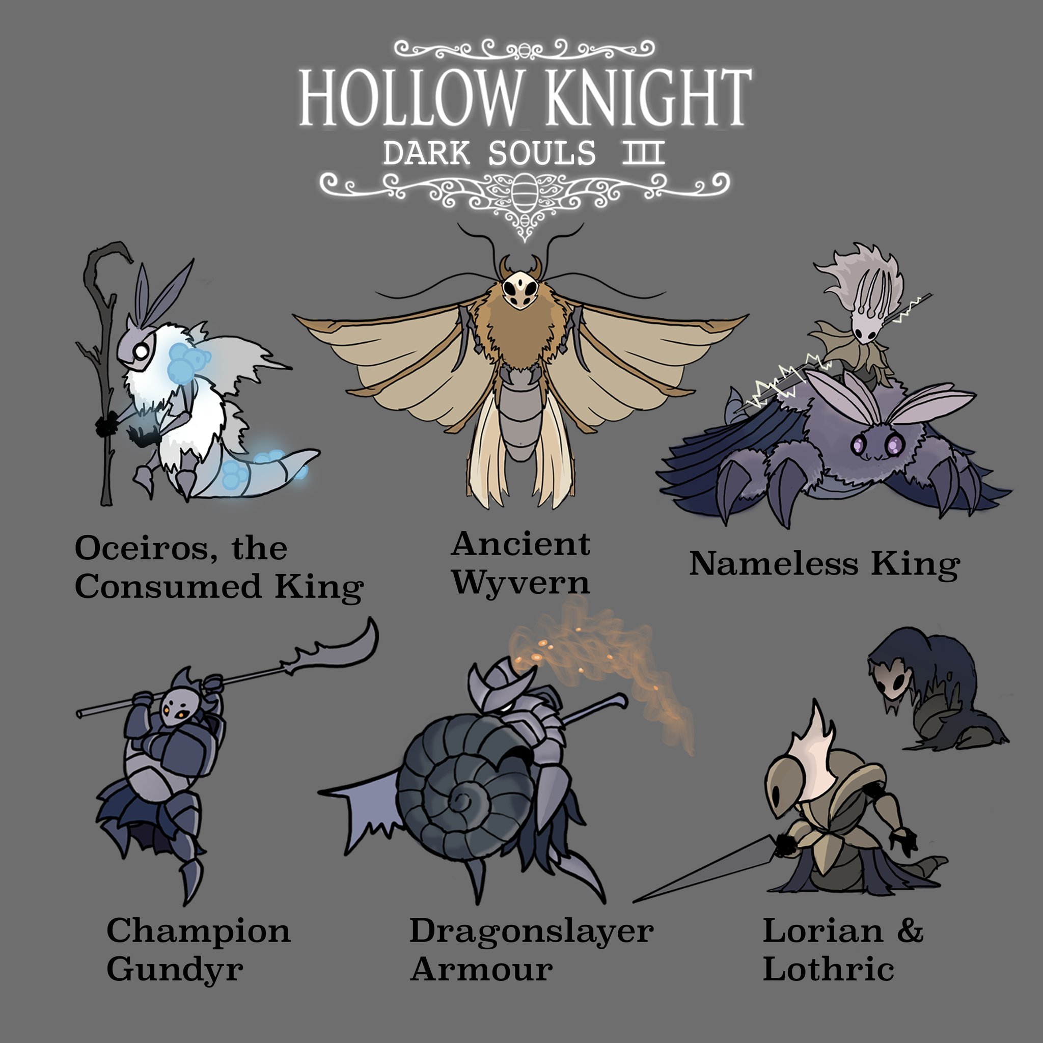 Hollow knight x Dark Souls 3 - Art, Games, Hollow knight, Dark souls, Dark souls 3, Crossover, Longpost