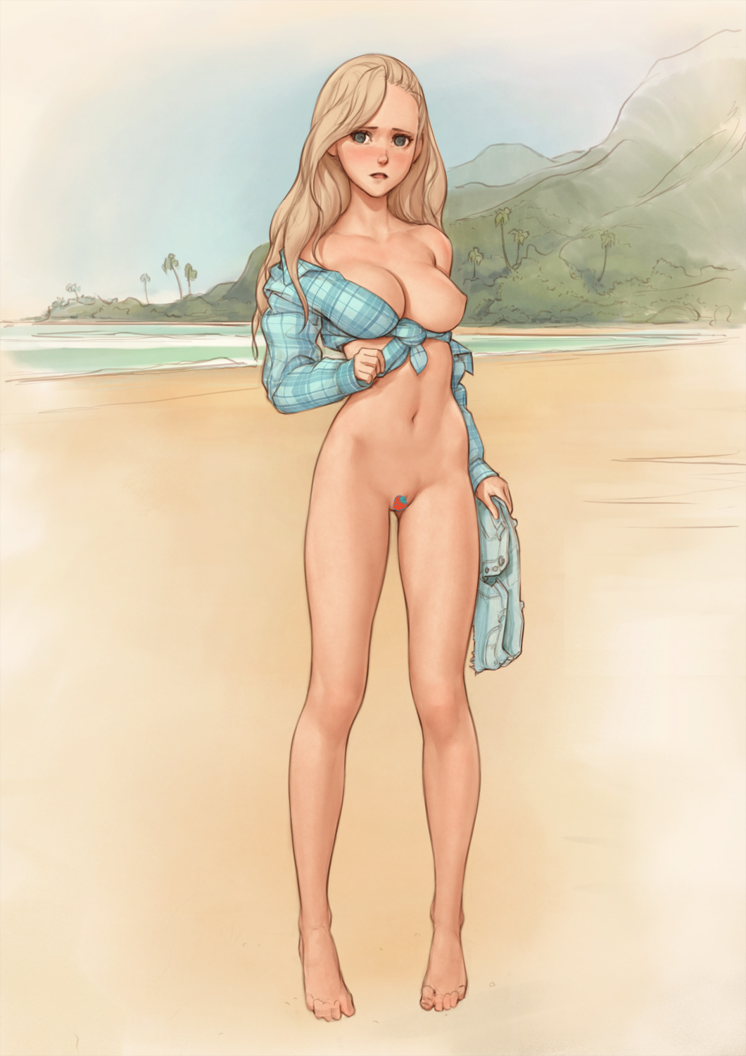 Beach - NSFW, Art, Erotic, Girls, Naked, Beach, Luimiart, Longpost