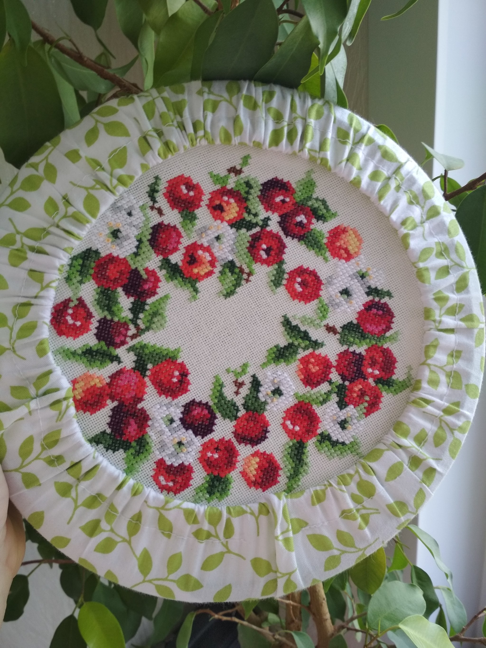 Clock with cherries - My, Cross-stitch, Embroidery, Clock, With your own hands, Cherry, Longpost, Needlework with process