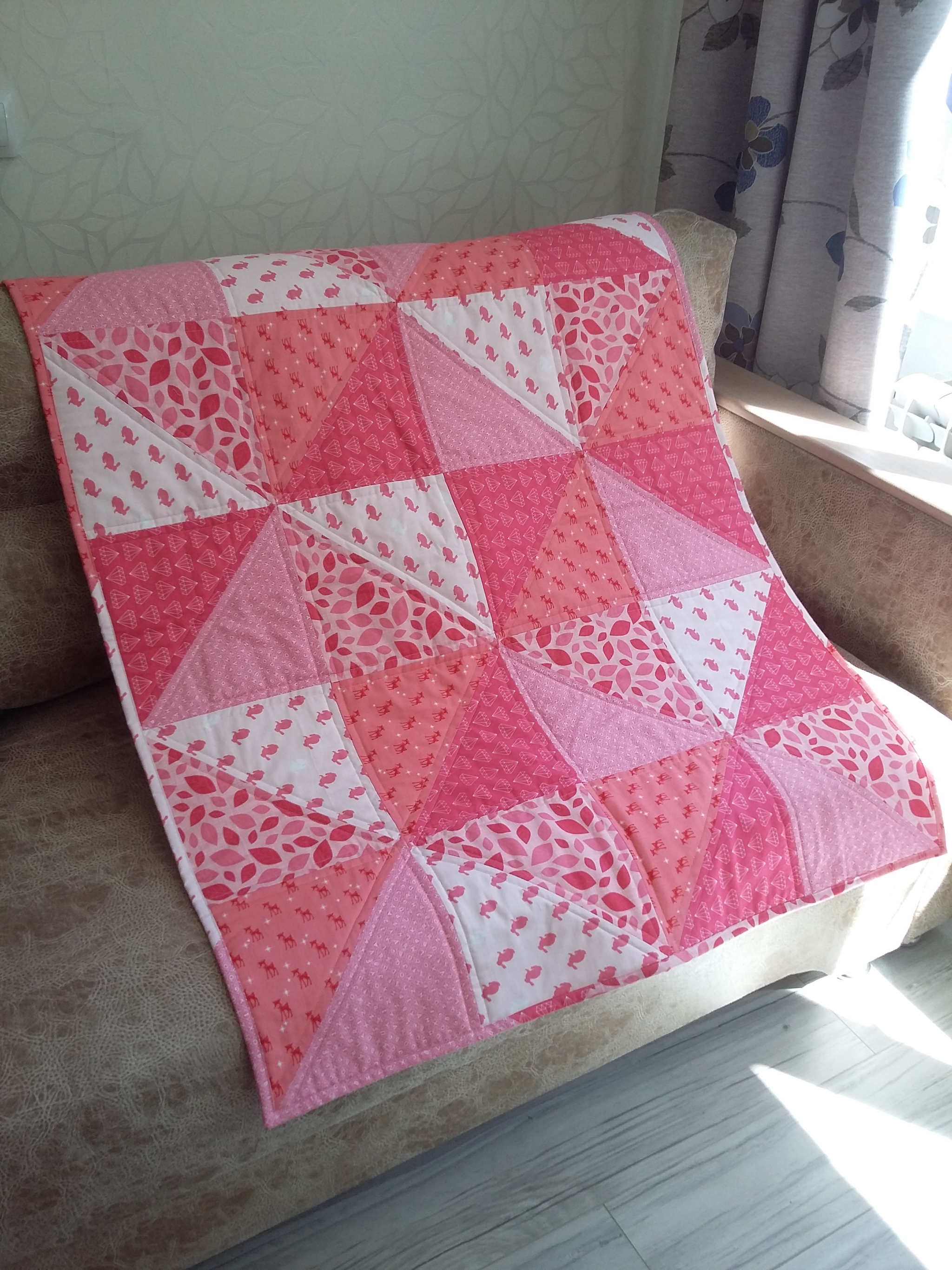 Patchwork quilt for baby - My, cat, Patchwork, Sewing, A blanket, Needlework with process, Longpost