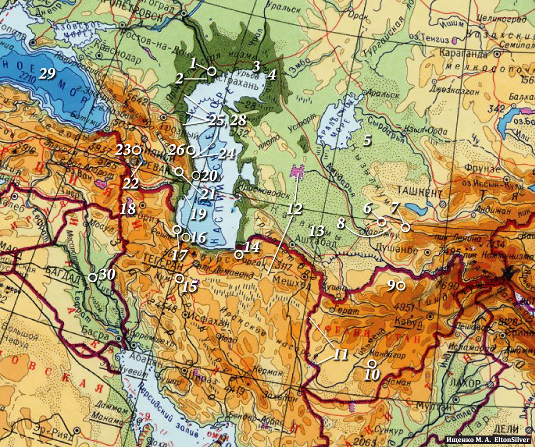 Каспийское море на карте