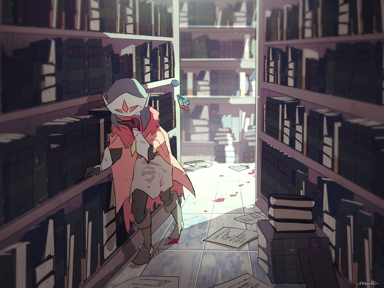 Drifter in the library - Hyper Light Drifter, Art, Computer games