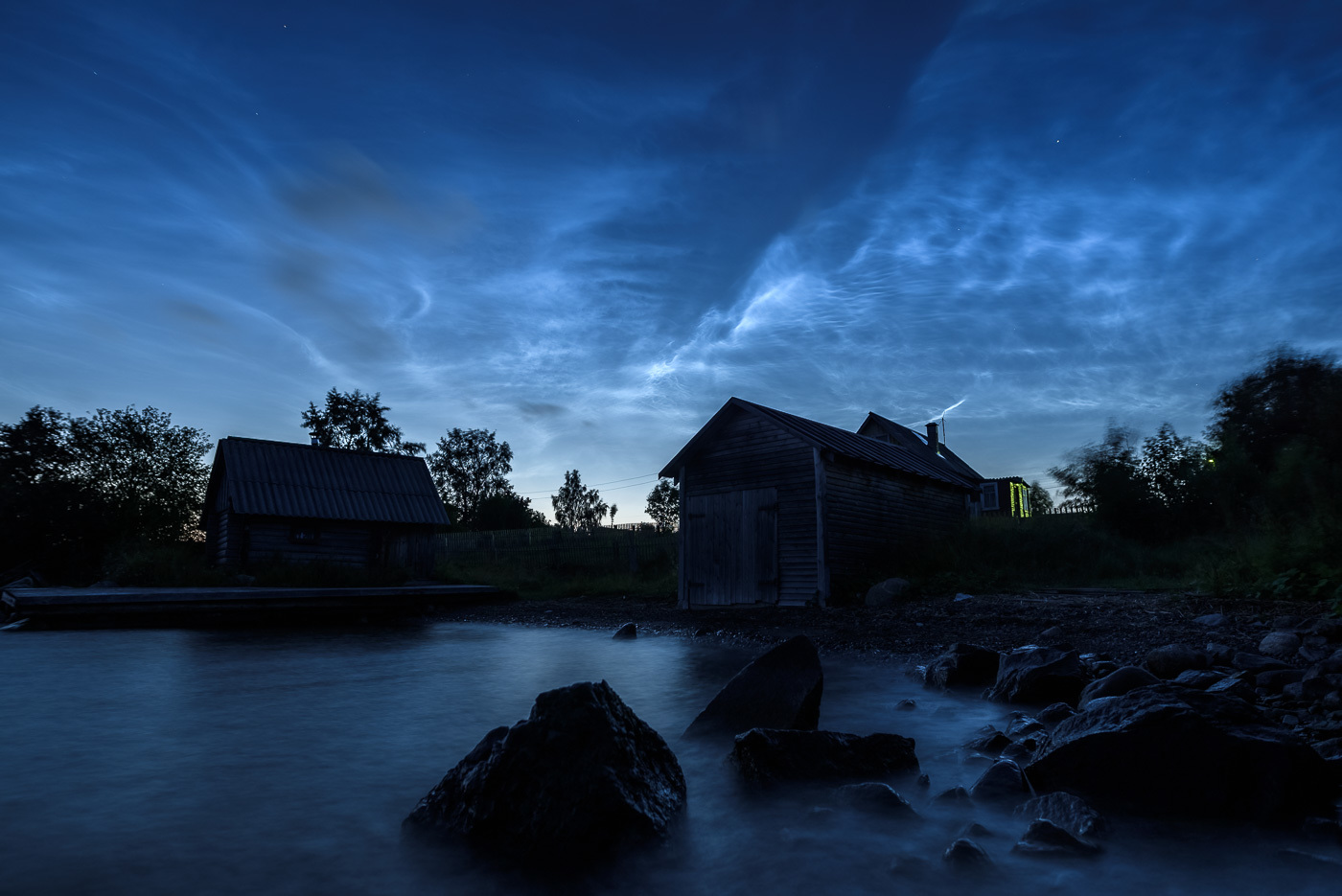 Noctilucent clouds in Karelia - My, Noctilucent clouds, Atmospheric phenomenon, Night shooting, Карелия, Longpost