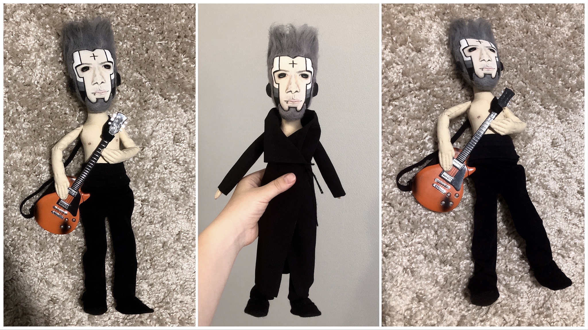 Wes Borland from Limp Bizkit - My, Limp bizkit, Wes Borland, Fred Durst, Portrait doll, Textile doll, 90th, Needlework without process, Nu-Metal, Video, Longpost