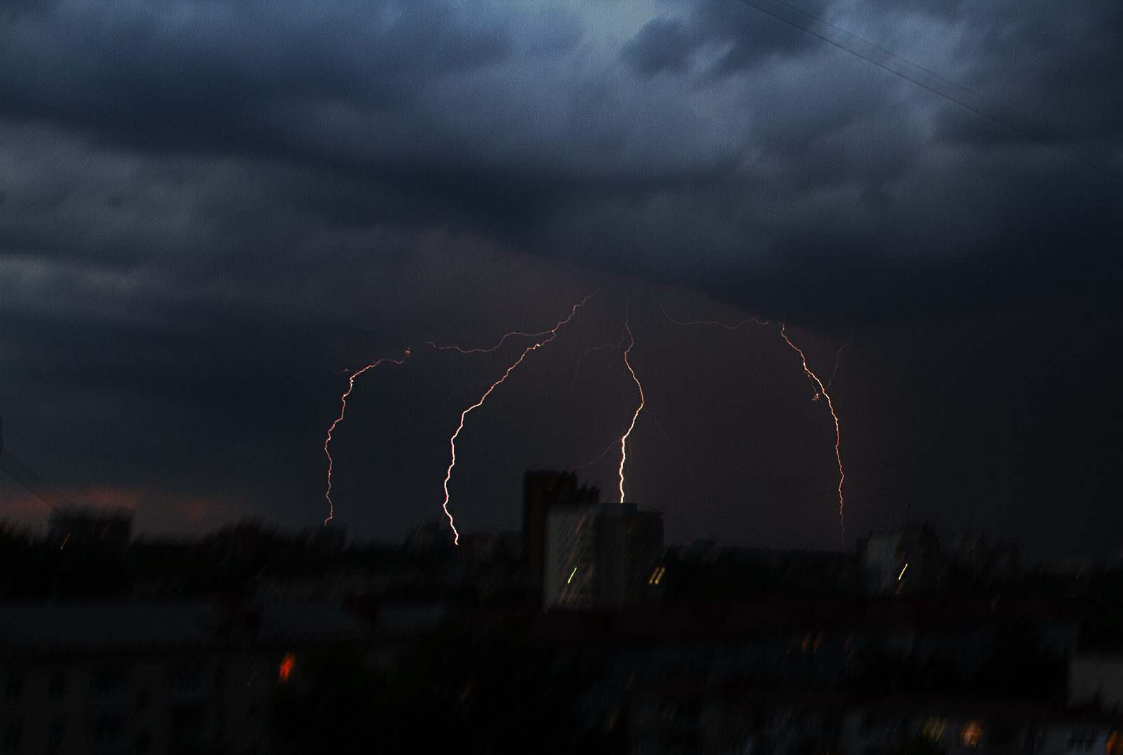 Ufa evening lightning - My, Ufa, Lightning, Rain, Thunderstorm, Evening, Friday