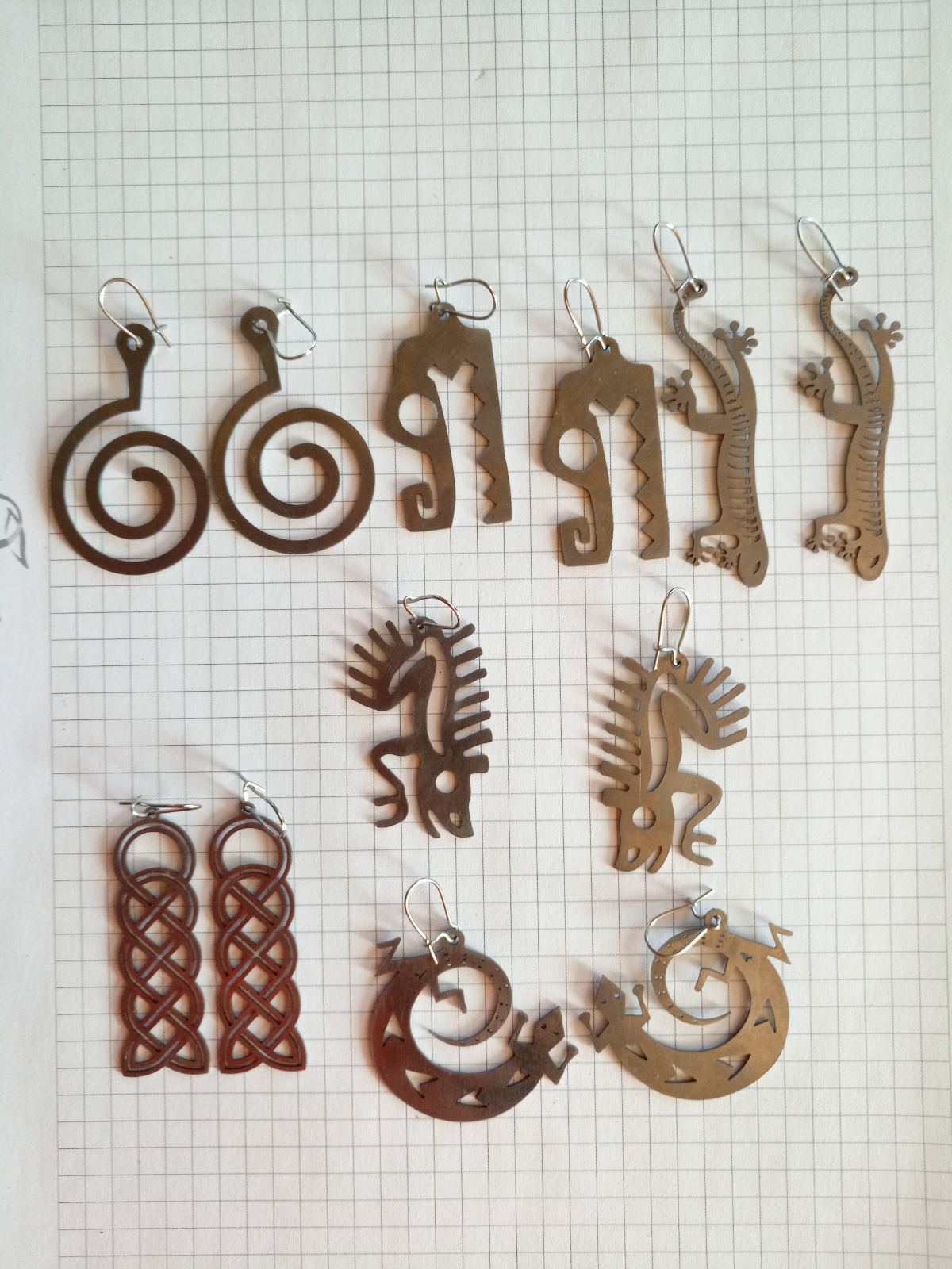 First samples - earrings - My, Earrings, Handmade, Laser engraving, Needlework without process