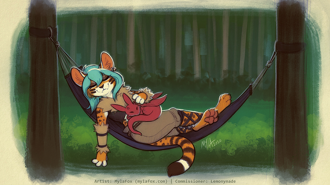 Some good rest~ - Mylafox, Furry, Art, The Dragon, Nature, Dream, Furry tiger, Furry feline