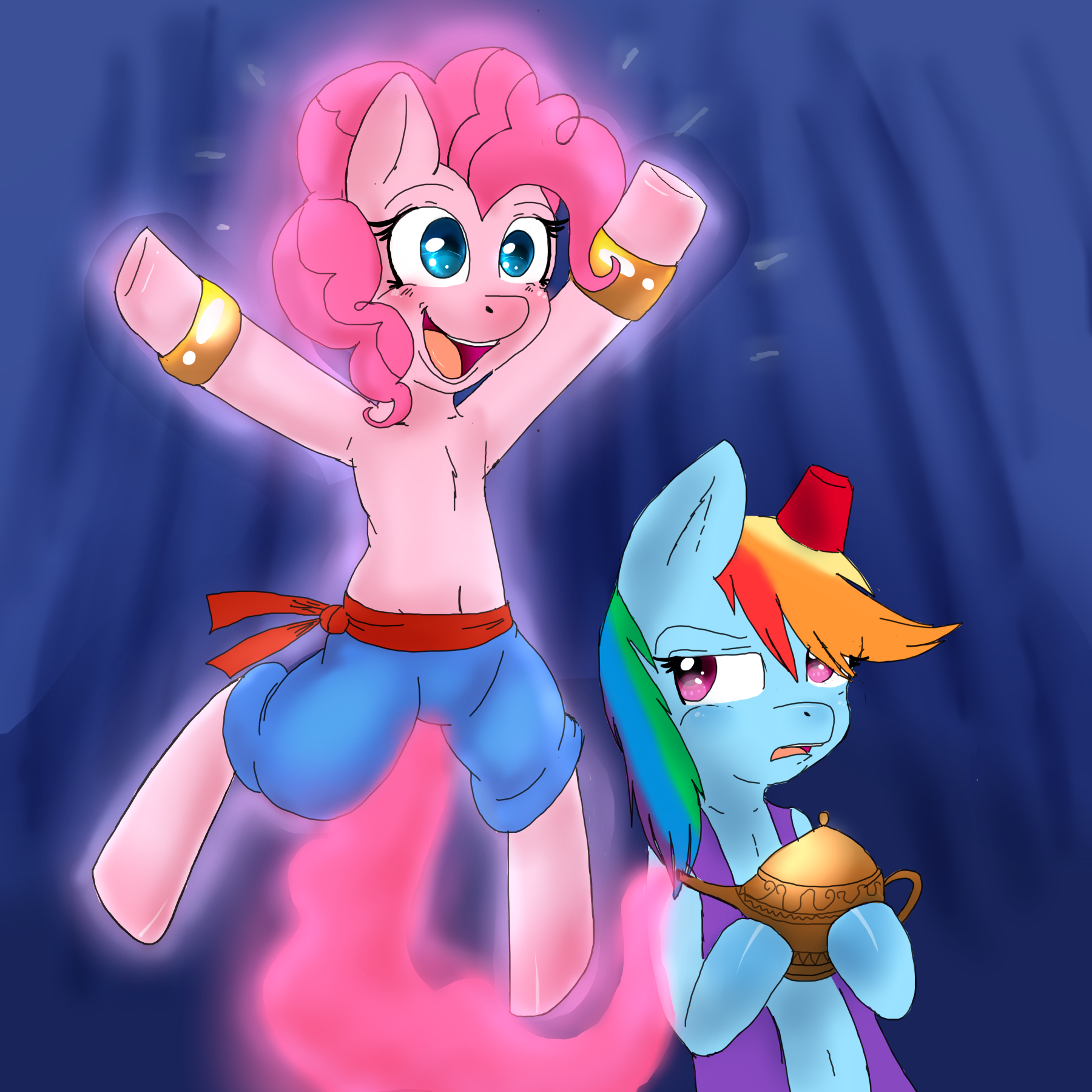 Pink genie - My little pony, Rainbow dash, Pinkie pie, Genie, Aladdin, Ponification